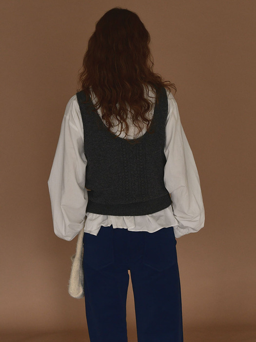 Double 2way Knit Vest_[Charcoal]