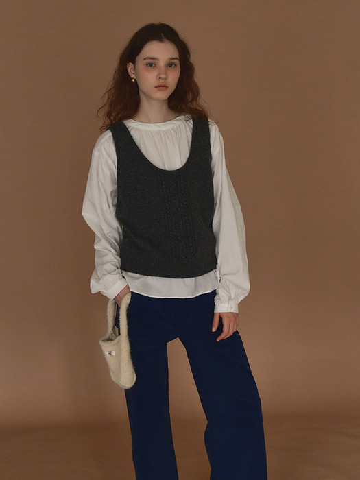 Double 2way Knit Vest_[Charcoal]