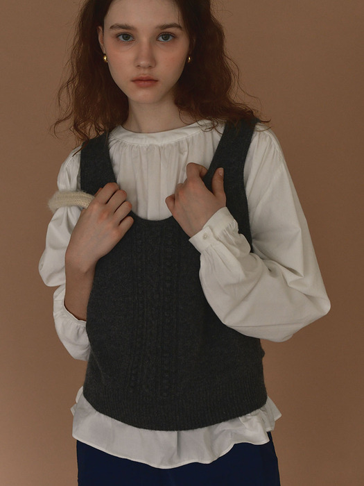 Double 2way Knit Vest_[Charcoal]