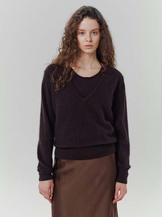 Ari Layered Knit in Chocolate Brown