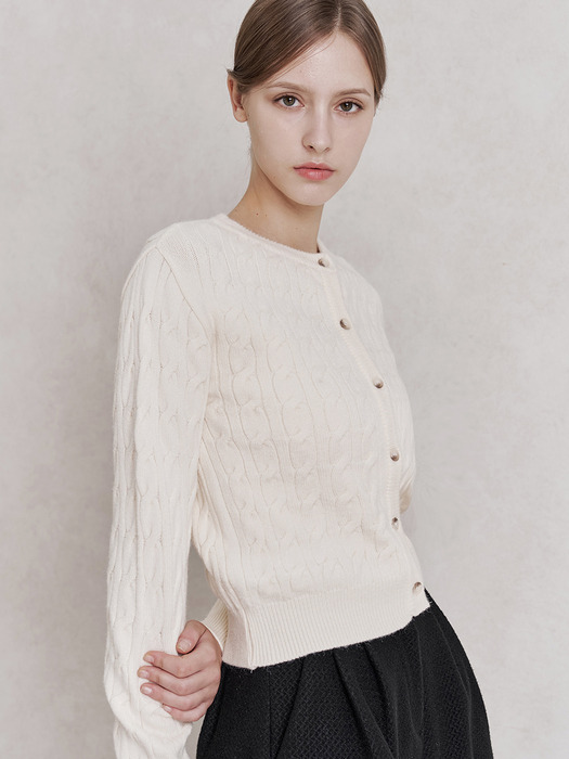 Lowell Cable Cardigan (Ivory/Pink/Grey/Brown)