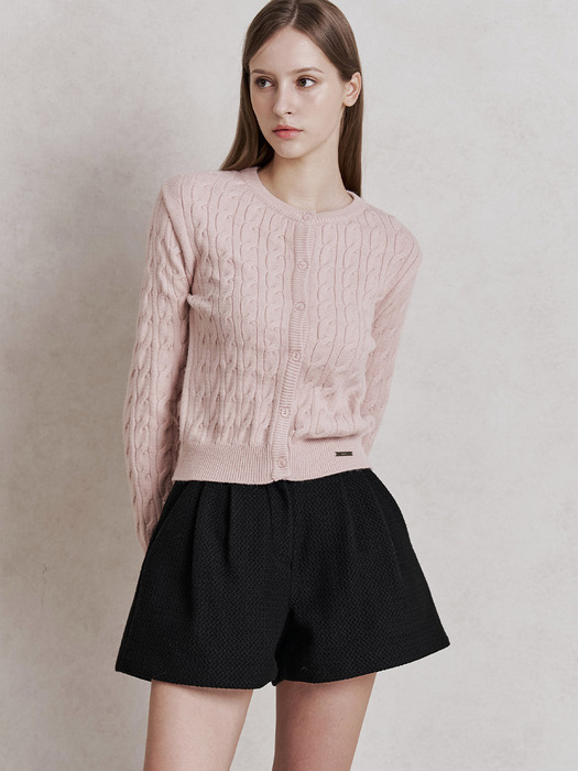 Lowell Cable Cardigan (Ivory/Pink/Grey/Brown)