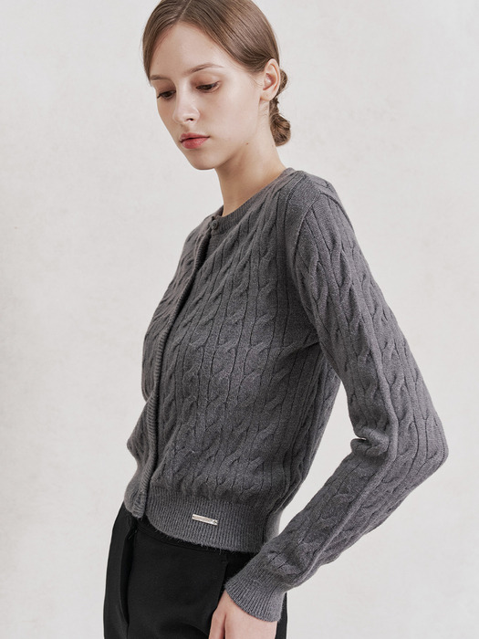 Lowell Cable Cardigan (Ivory/Pink/Grey/Brown)