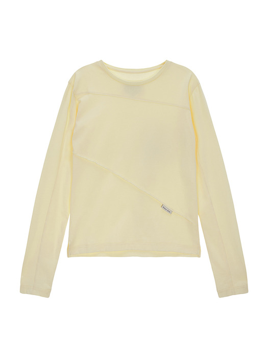 DIAGONAL SLIMFIT LONG SLEEVE TOP IN LIGHT YELLOW