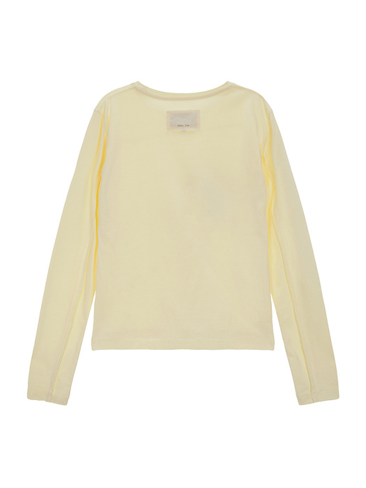 DIAGONAL SLIMFIT LONG SLEEVE TOP IN LIGHT YELLOW