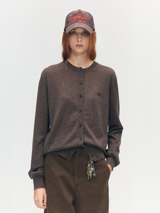 CASHMERE CARDIGAN_melange brown