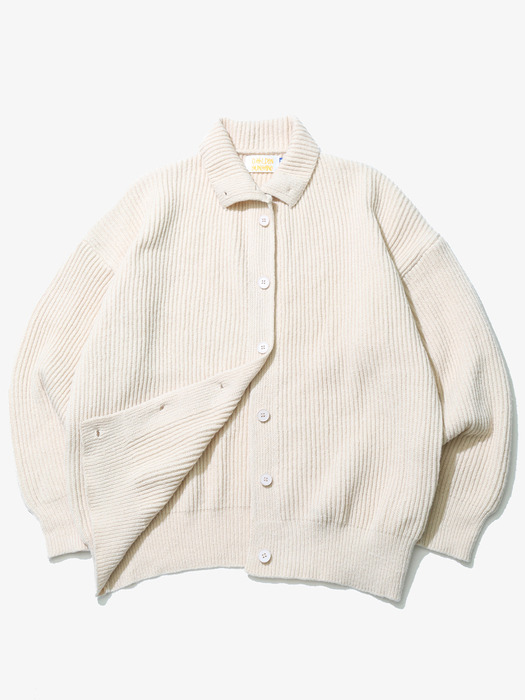 Wool Bulky Collar Cardigan Ivory