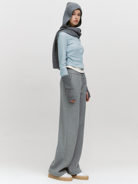 Knit-Bonded Semi-Wide Banding Pants MELANGE GRAY