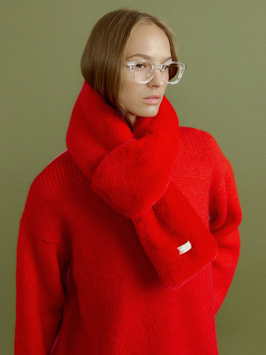 MING fur muffler [red]