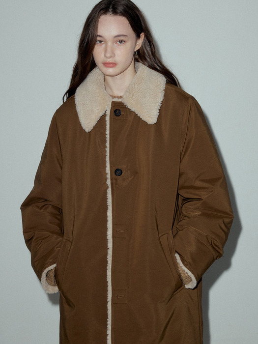 Wool Blend Shearing Mix Long Coat_CTO125(Brown)