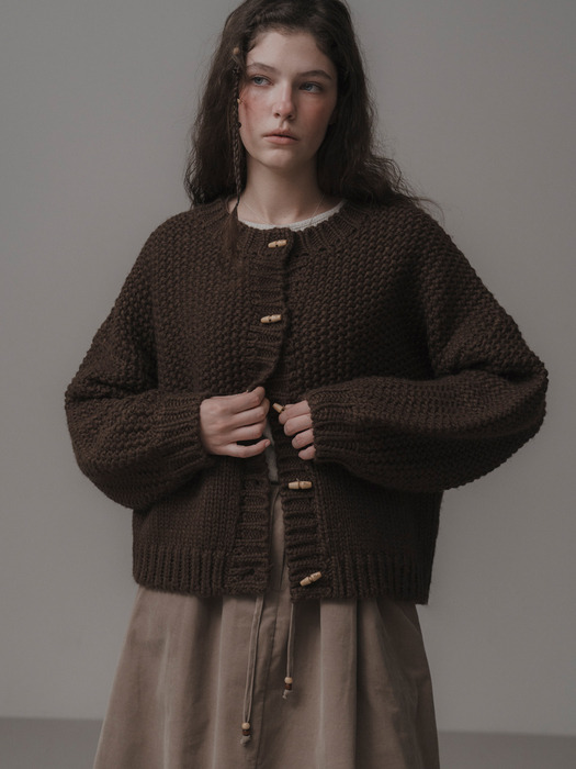 Woolly duffle cardigan (brown)