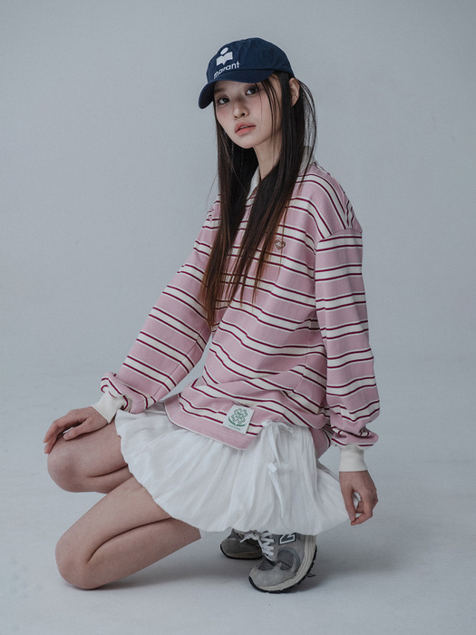 RUGBY COLLAR TSHIRT_PINK RED
