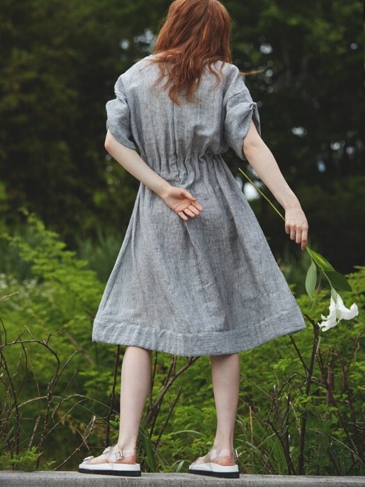 lady linen dress_gray