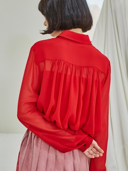 Four Seasons Chiffon Blouse_Red