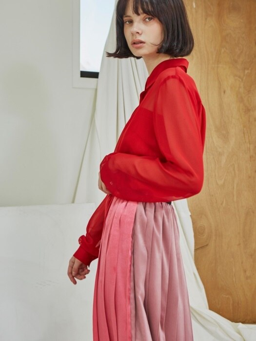 Four Seasons Chiffon Blouse_Red