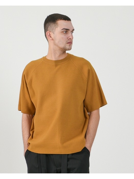 19SS OVERSIZED HALF SLEEVE KNIT YELLOW