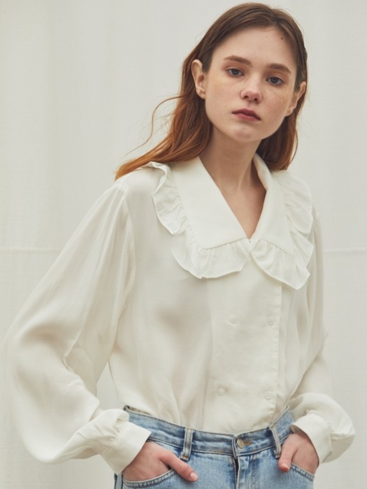 WHITE FRILL DOUBLE BLOUSE