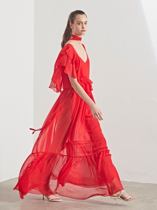 Marre chiffon dress_ Red