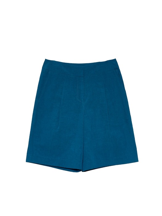 linen-blend pintuk shorts