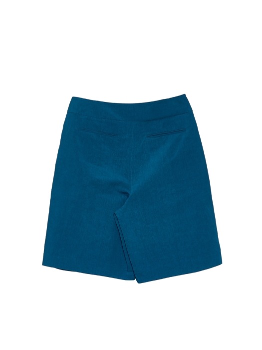 linen-blend pintuk shorts