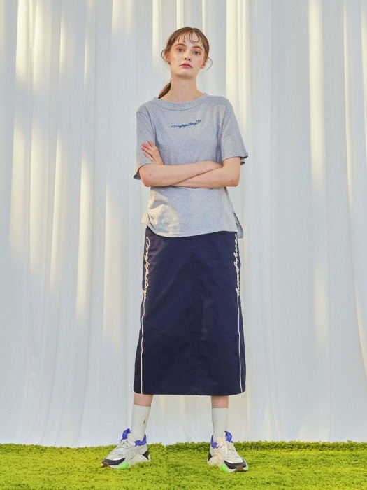 EMBROIDERY LONG SKIRT [NAVY]