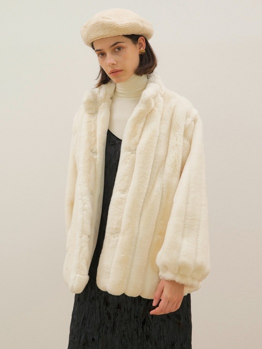 Shearling Beret - Cream