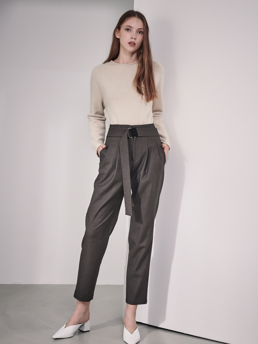 Gaia High-Waist Belted Slouchy Pants_Coffee