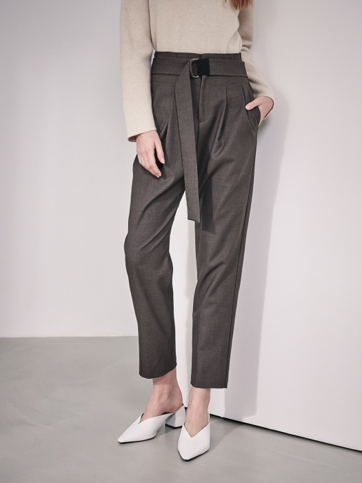 Gaia High-Waist Belted Slouchy Pants_Coffee