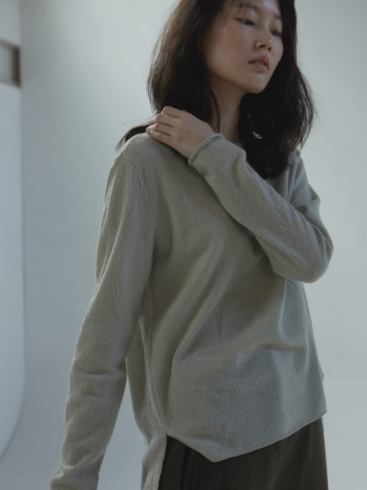 mono wool top _ light khaki