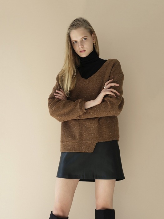 Wool Knit Sweater _ Brown