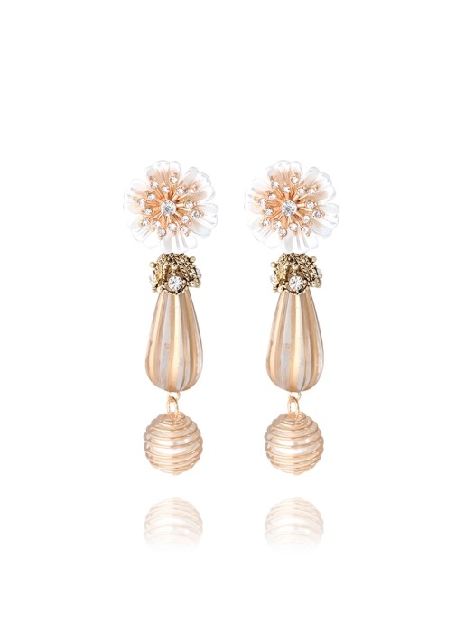 Pearly Flower Ball `drop` Earrings