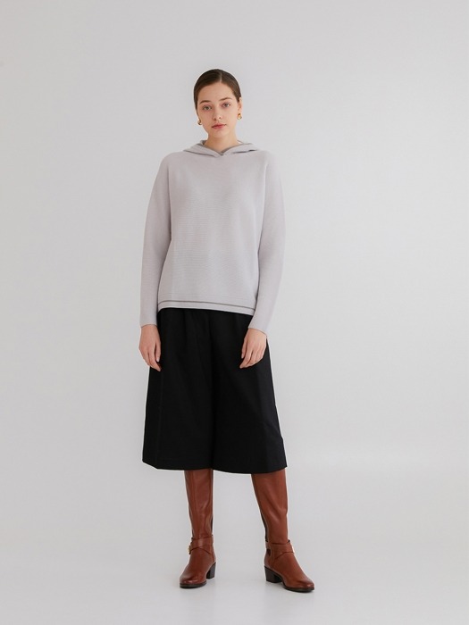 Premium pure cashmere100 whole-garment knitting hoodie - Dove gray