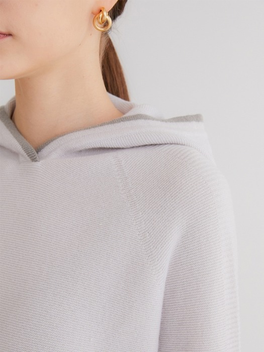 Premium pure cashmere100 whole-garment knitting hoodie - Dove gray