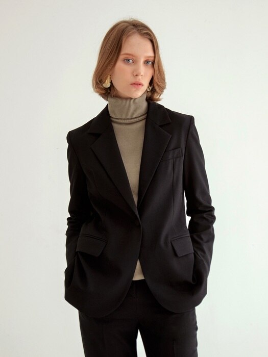 CLASSIC 1-BUTTON BLAZER - BLACK