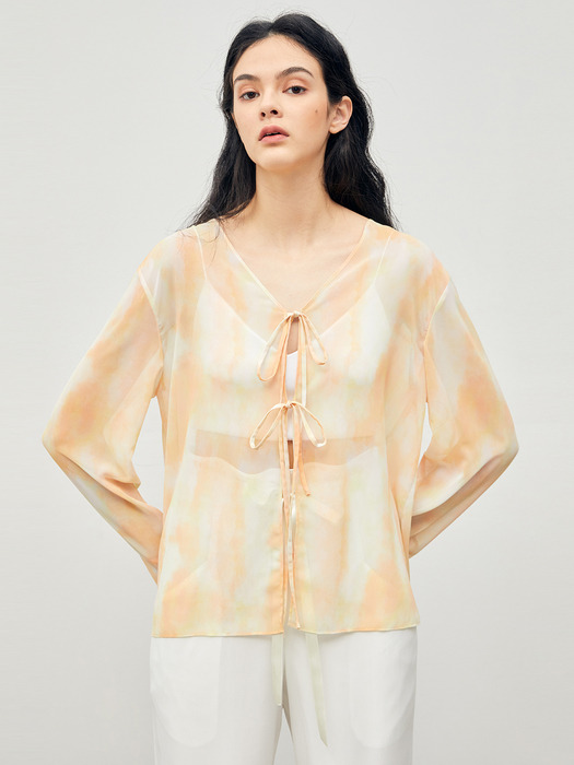 Watercolor See-through Blouse Yellow