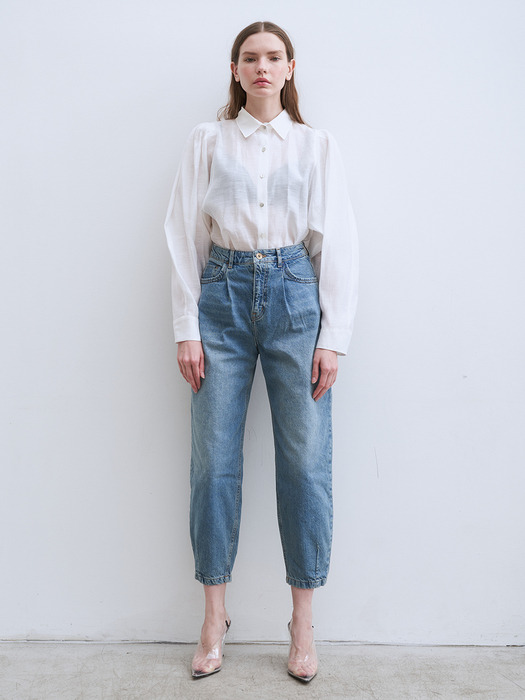 Myla Linen Puff Sleeve Shirt (Fog White)