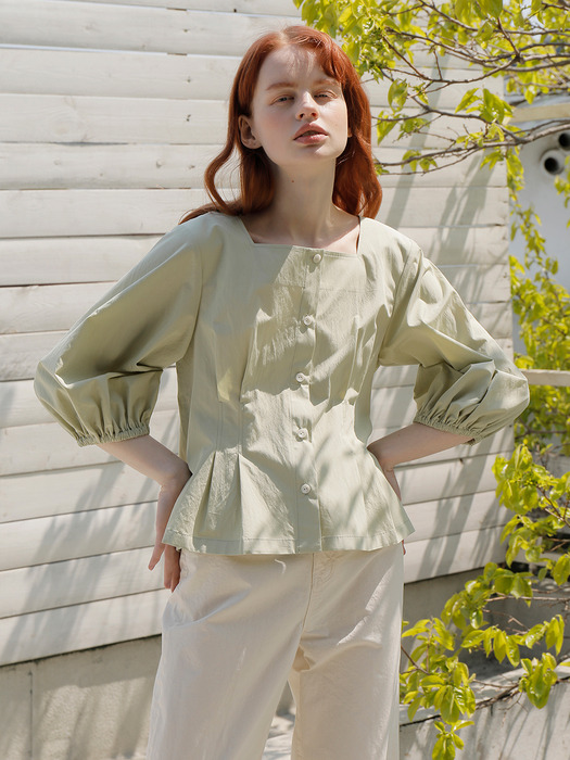 20SS SQUARE NECK BLOUSE / GREEN