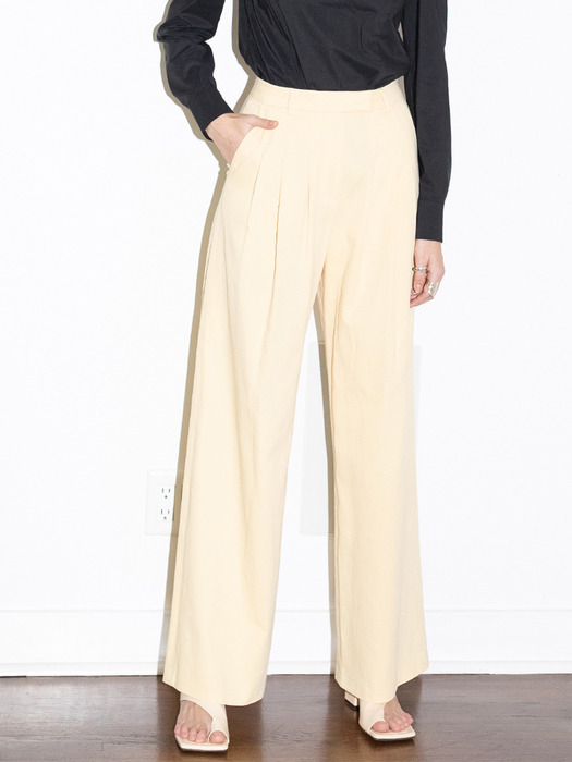 [20SS]GLENDALE tuck detail trousers (Light yellow)