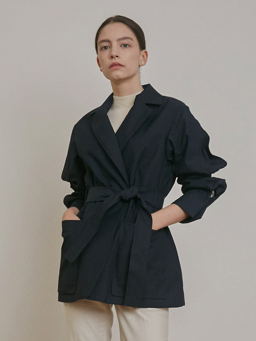 BELTED OVERSIZED SHIRTS JACKET [NAVY] [BEIGE] [CHARCOAL]