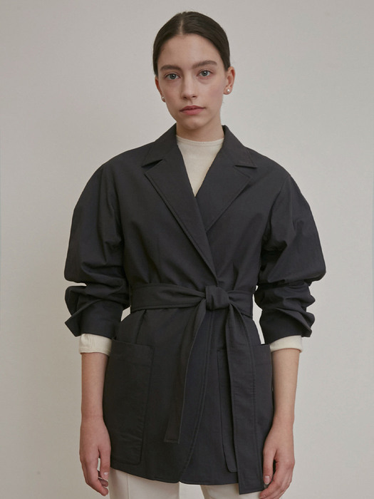 BELTED OVERSIZED SHIRTS JACKET [NAVY] [BEIGE] [CHARCOAL]