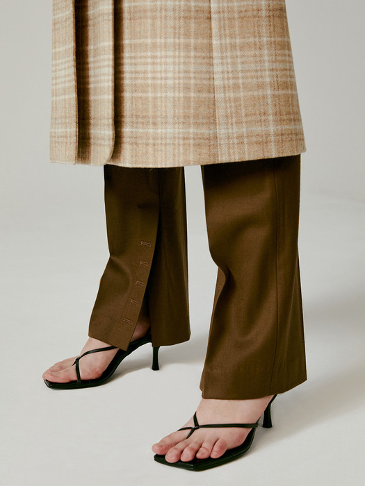 Buttoned-Cuff Wool Trousers