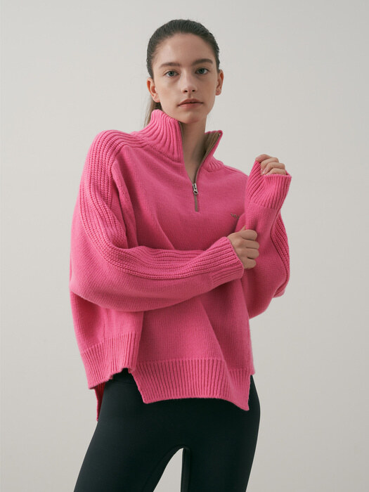 INJIACTIVE HALF-ZIP SWEATER PINK (limited edition)