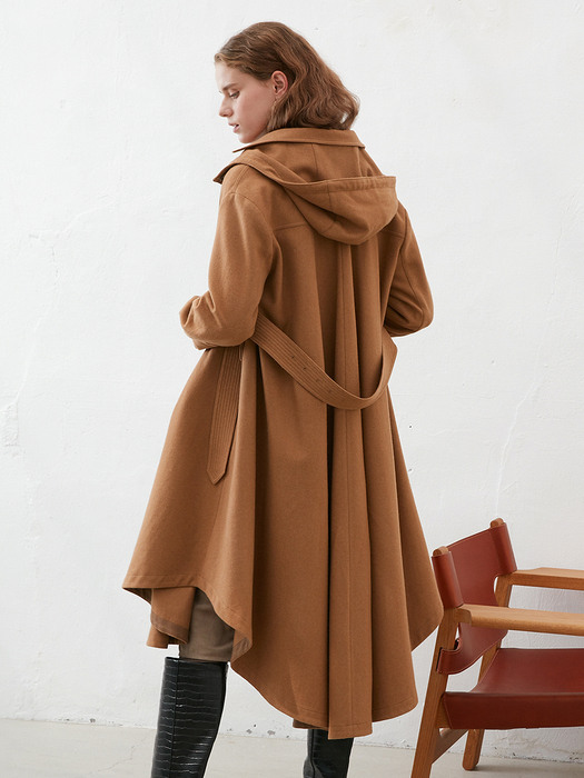 WOOL HOODED OVER TRENCH COAT in Camel [U0W0N701/80]