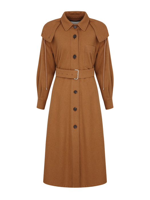WOOL HOODED OVER TRENCH COAT in Camel [U0W0N701/80]
