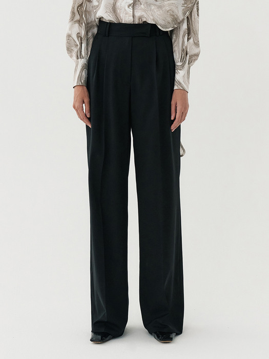 FW20 HIGH-WAISTED WIDE-LEG TAILORED TROUSERS - BLACK