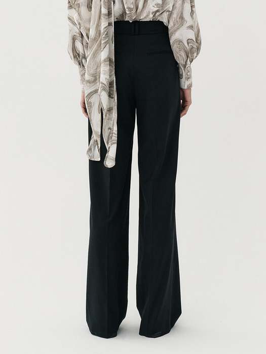 FW20 HIGH-WAISTED WIDE-LEG TAILORED TROUSERS - BLACK