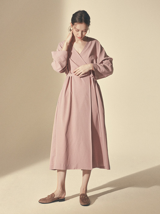 STRING ONE-PIECE ROBE_Indian pink