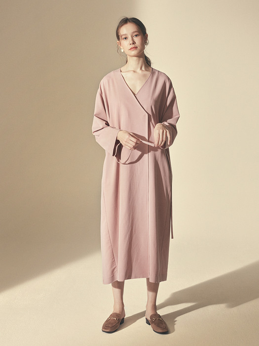 STRING ONE-PIECE ROBE_Indian pink