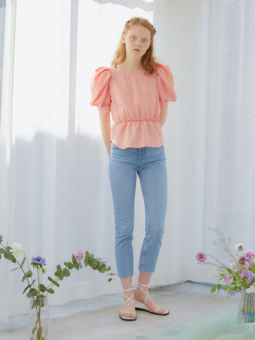PUFF SLEEVES TIM BLOUSE_CORAL
