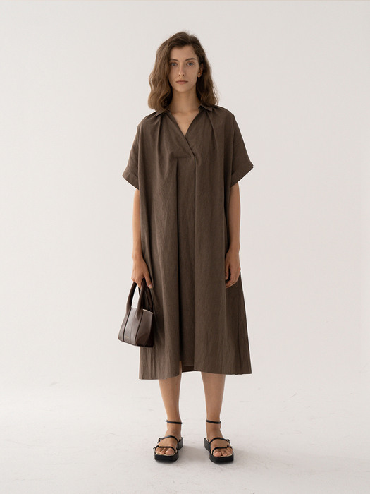 SS21 Maxi Shirt Dress From Japan (SHIBAYA) Washed-Brown